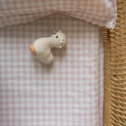 Picnic Gingham Crib Sheet in Pink