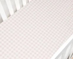 Picnic Gingham Crib Sheet in Pink