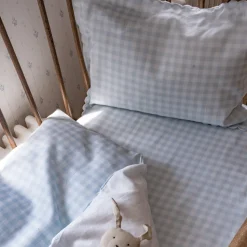 Picnic Gingham Crib Sheet in Blue