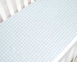 Picnic Gingham Crib Sheet in Blue