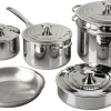 10-Piece Set (10" Fry Pan, 2 & 4 qt. Saucepans w/ Lids, 3 qt. Saute Pan w/ Lid, 9 qt. Stockpot w/ Lid & Deep Colander Insert)
