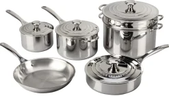 10-Piece Set (10" Fry Pan, 2 & 4 qt. Saucepans w/ Lids, 3 qt. Saute Pan w/ Lid, 9 qt. Stockpot w/ Lid & Deep Colander Insert)