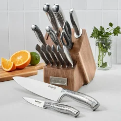 15-Piece Stainless Steel Cutlery Block Set in Stainless Steel