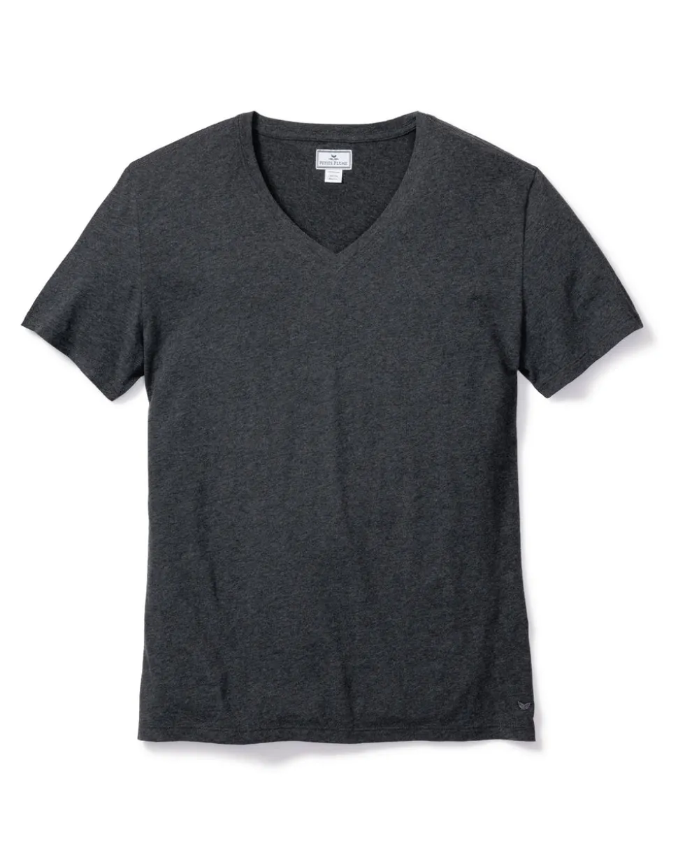Pima Cotton Men's Dark Heather Grey V-Neck Top