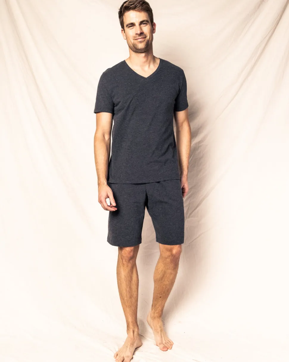 Pima Cotton Men's Dark Heather Grey V-Neck Top