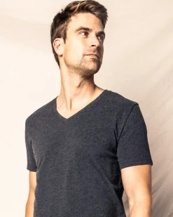 Pima Cotton Men's Dark Heather Grey V-Neck Top