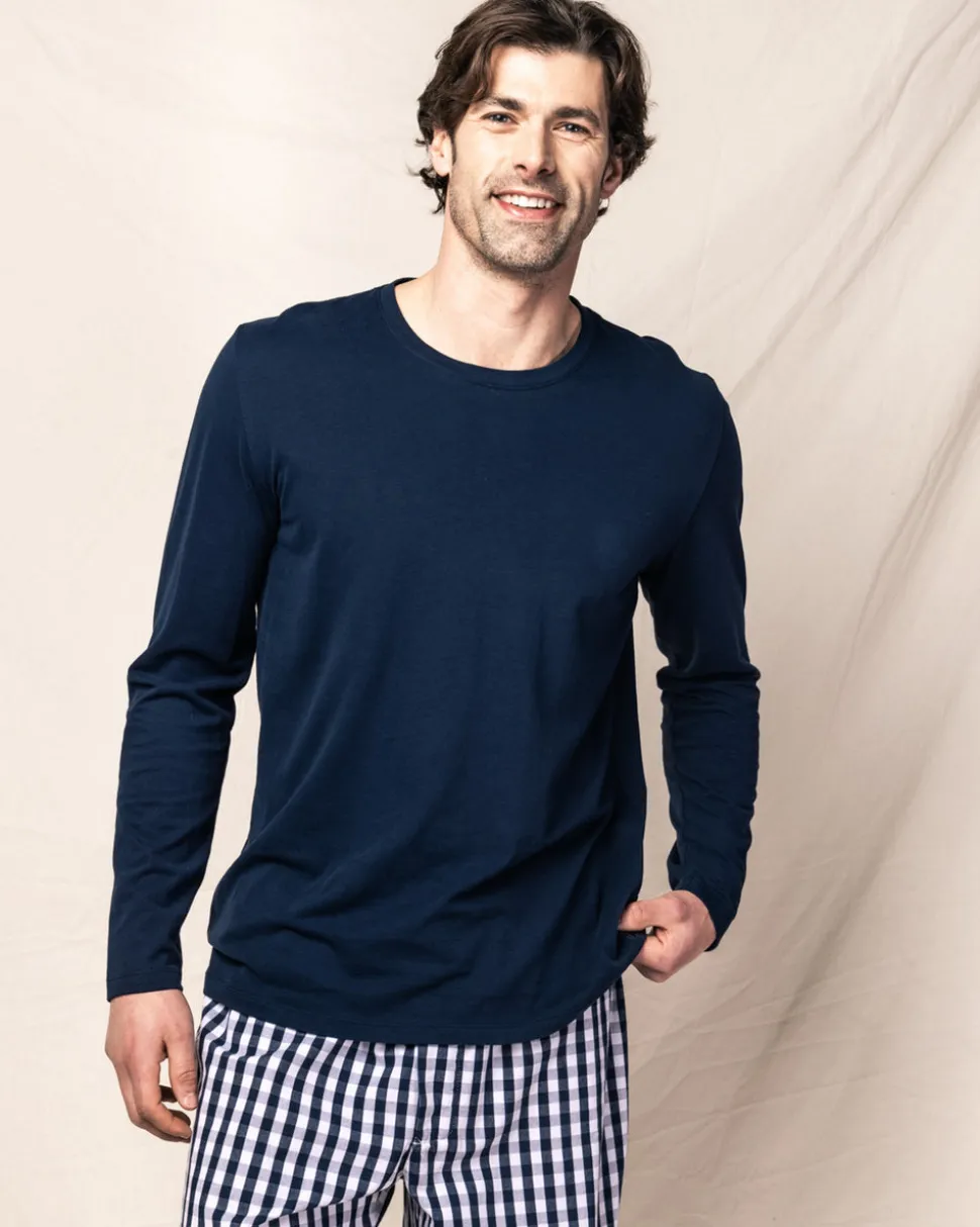 Pima Cotton Men's Navy Crew Neck Top