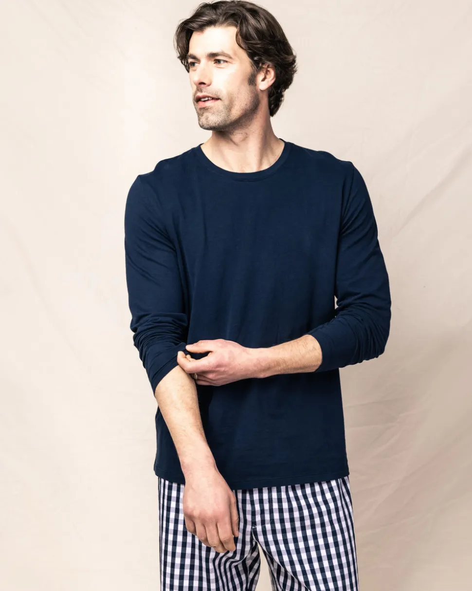 Pima Cotton Men's Navy Crew Neck Top