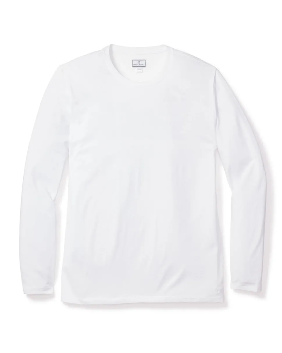 Pima Cotton Men's White Crew Neck Top