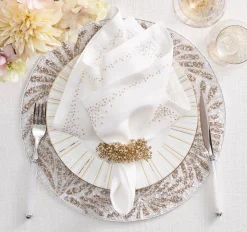 Pin Dot Napkin in White & Gold & Silver, Set of 4