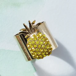 Pineapple Napkin Rings in Yellow, Set of Two