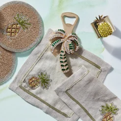 Pineapple Napkin Rings in Yellow, Set of Two