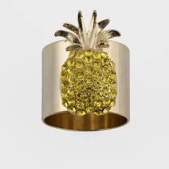 Pineapple Napkin Rings in Yellow, Set of Two