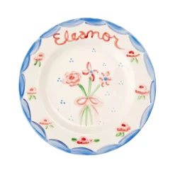 Pink and Red Floral Plate, 7.5"