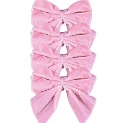 Pink Bow Velvet Napkin Ties, Set of 4