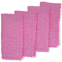 Pink Eyelet Dinner Napkins, Set of 4