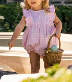 Pink Gingham Ruffled Romper