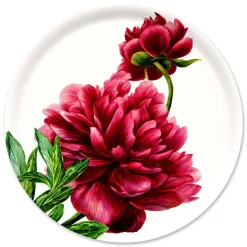 Pink Peony Large Round Birchwood Tray