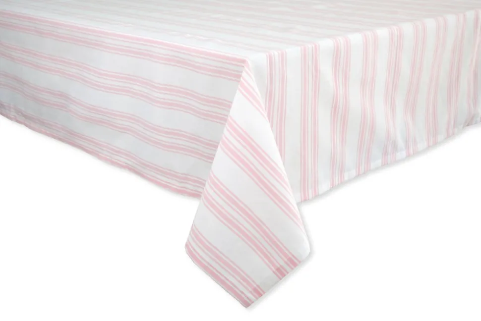 Pink Stripe Cotton Tablecloth