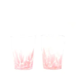 Pink Transparent Spotted Tumblers, Set of Two