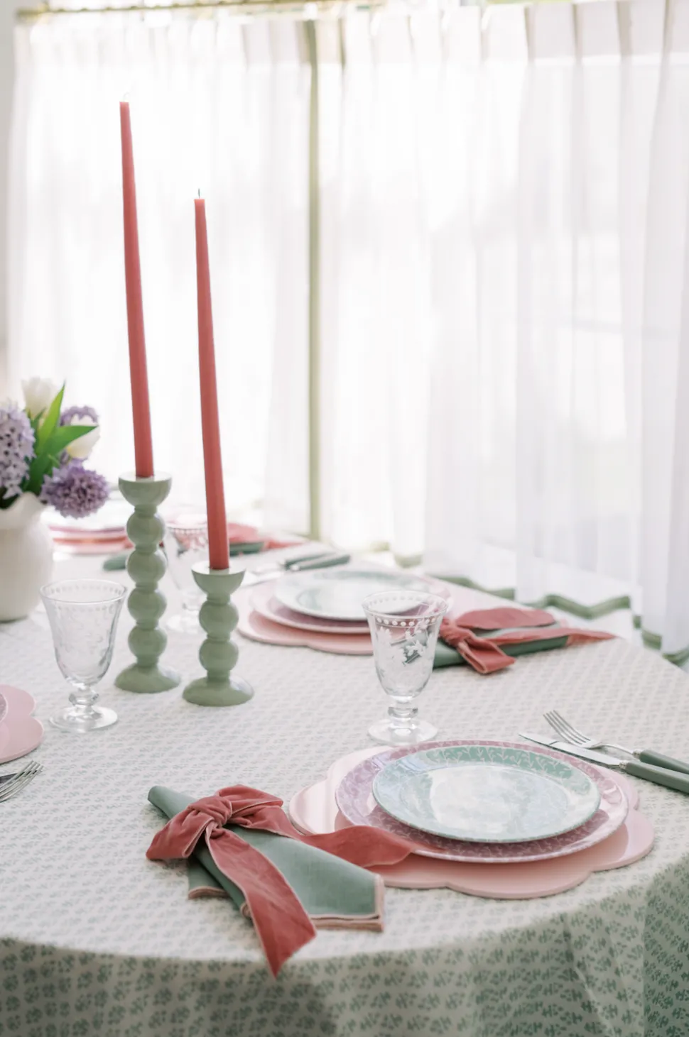 Pink Velvet Napkin Bows, Set of 4