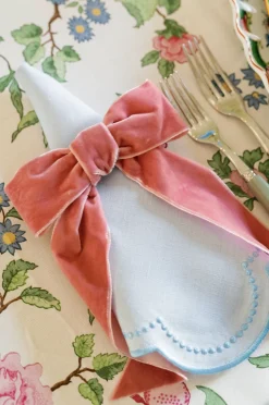 Pink Velvet Napkin Bows, Set of 4