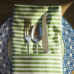 Pinstripe Dinner Napkins in Green, Set of 4