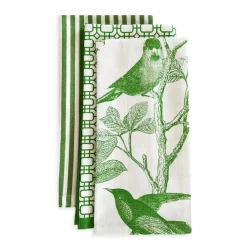 Pinstripe Dinner Napkins in Green, Set of 4