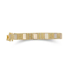 Pinstripe Strength Diamond Bangle Bracelet with Mother of Pearl Inlay