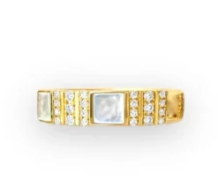 Pinstripe Strength Diamond Cigar Band Ring with Mother of Pearl