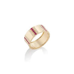 Pinstripe Strength Diamond and Ruby Cigar Band Ring