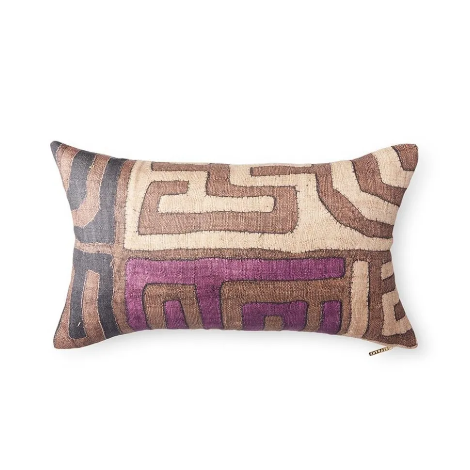 Plum Patchwork Kuba Cloth Pillow