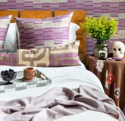 Plum Patchwork Kuba Cloth Pillow