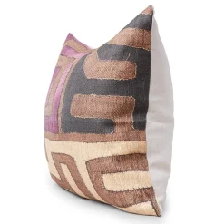 Plum Patchwork Kuba Cloth Pillow