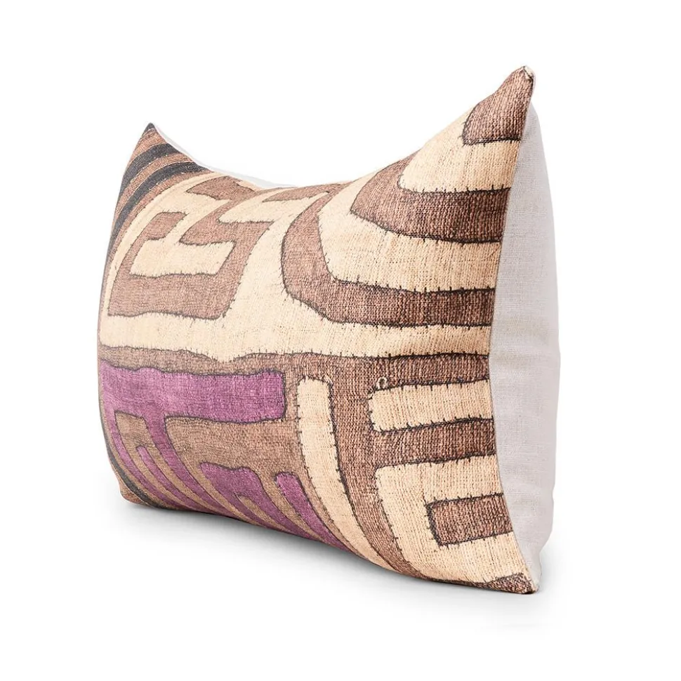 Plum Patchwork Kuba Cloth Pillow