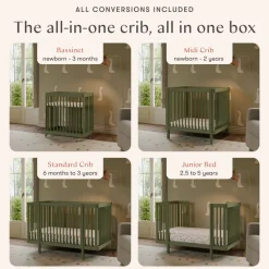 Pogo 8-in-1 Convertible Crib with All-Stages Conversion Kits in Olive