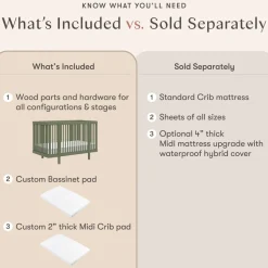 Pogo 8-in-1 Convertible Crib with All-Stages Conversion Kits in Olive