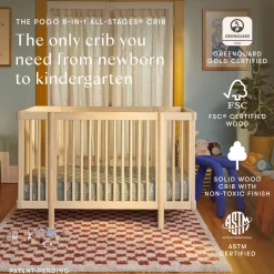 Pogo 8-in-1 Convertible Crib with All-Stages Conversion Kits in Blonde
