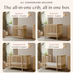 Pogo 8-in-1 Convertible Crib with All-Stages Conversion Kits in Blonde
