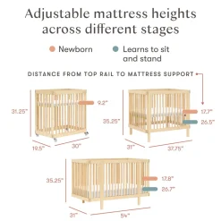 Pogo 8-in-1 Convertible Crib with All-Stages Conversion Kits in Blonde