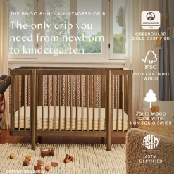 Pogo 8-in-1 Convertible Crib with All-Stages Conversion Kits in Natural Walnut