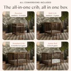 Pogo 8-in-1 Convertible Crib with All-Stages Conversion Kits in Natural Walnut