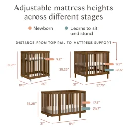Pogo 8-in-1 Convertible Crib with All-Stages Conversion Kits in Natural Walnut