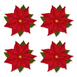 Poinsettia Cocktail Napkins, Set of 4