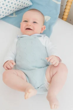 Pointelle Knit Bubble in Light Blue