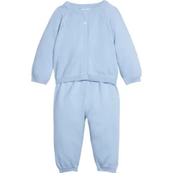 Pointelle Knit Set in Light Blue