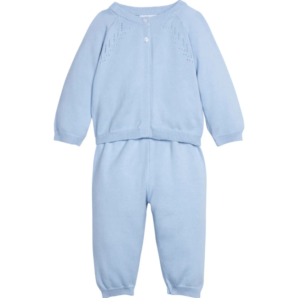 Pointelle Knit Set in Light Blue