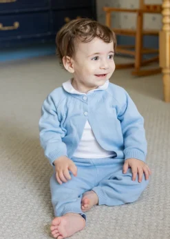 Pointelle Knit Set in Light Blue