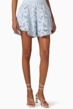 Ponme Salsa Shorts in Light Blue Eyelet
