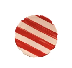 Popi Dessert Plate in Popi-Nude & Red Stripe